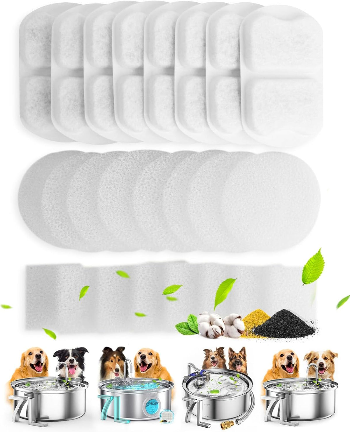 oneisall Juego de 8 Filtros de Repuesto para PWF-002 Fuente de Agua para Perros de 7L