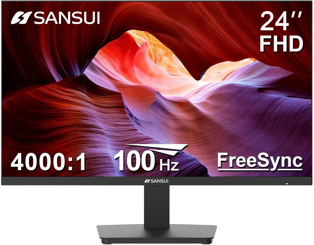 SANSUI Monitor de 24 Pulgadas 100Hz para PC, Puertos HDMI VGA Monta...