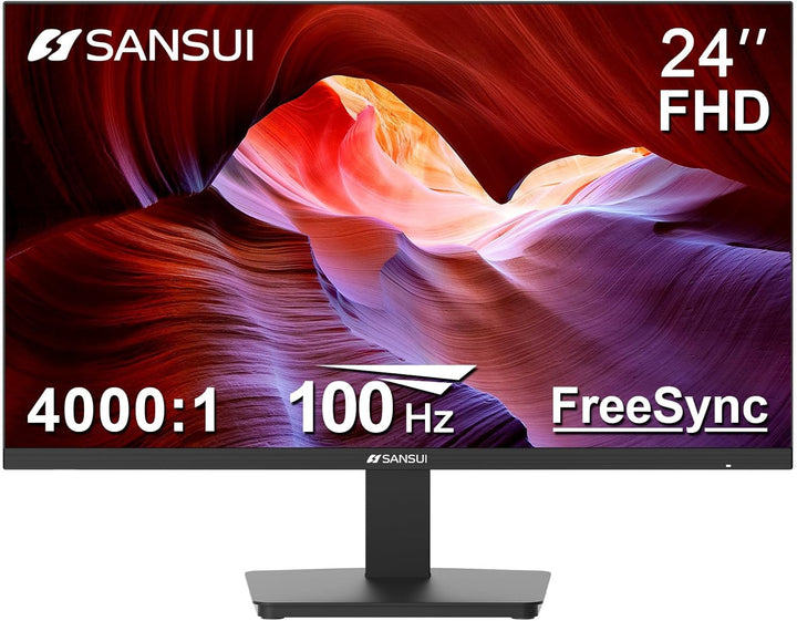 SANSUI Monitor de 24 Pulgadas 100Hz para PC, Puertos HDMI VGA Monta...