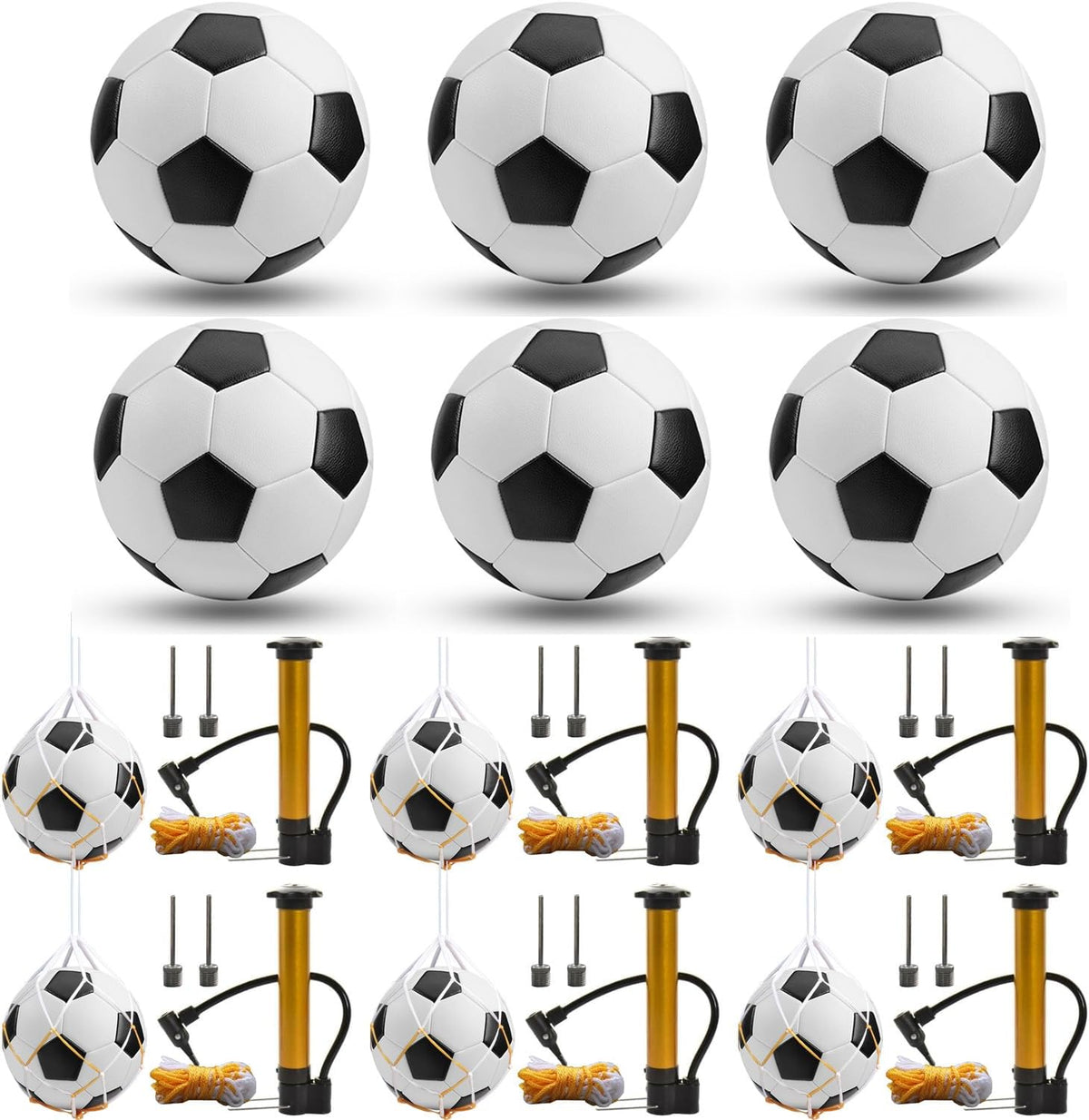 6 piezas pelotas de fútbol de operación navideña a granel con bomba, agujas, tamaño 5/4/3 pelota de fútbol deportiva pelota de entrenamiento para fútbol adulto para suministros de donación