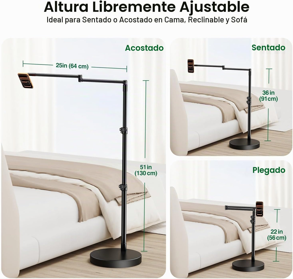 elitehood Soporte magnético para teléfono de piso para cama, soporte de