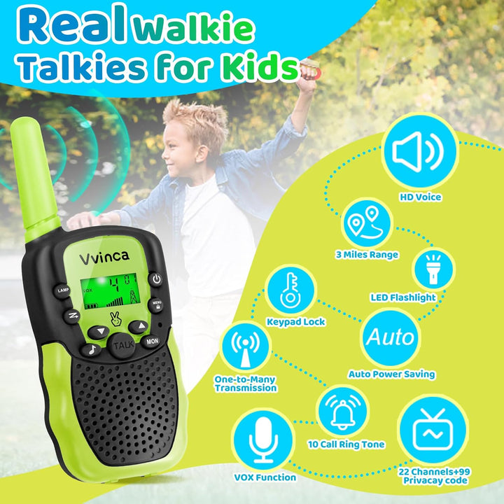 Vvinca Walkie Talkies para niños recargables paquete de 3, juguetes...