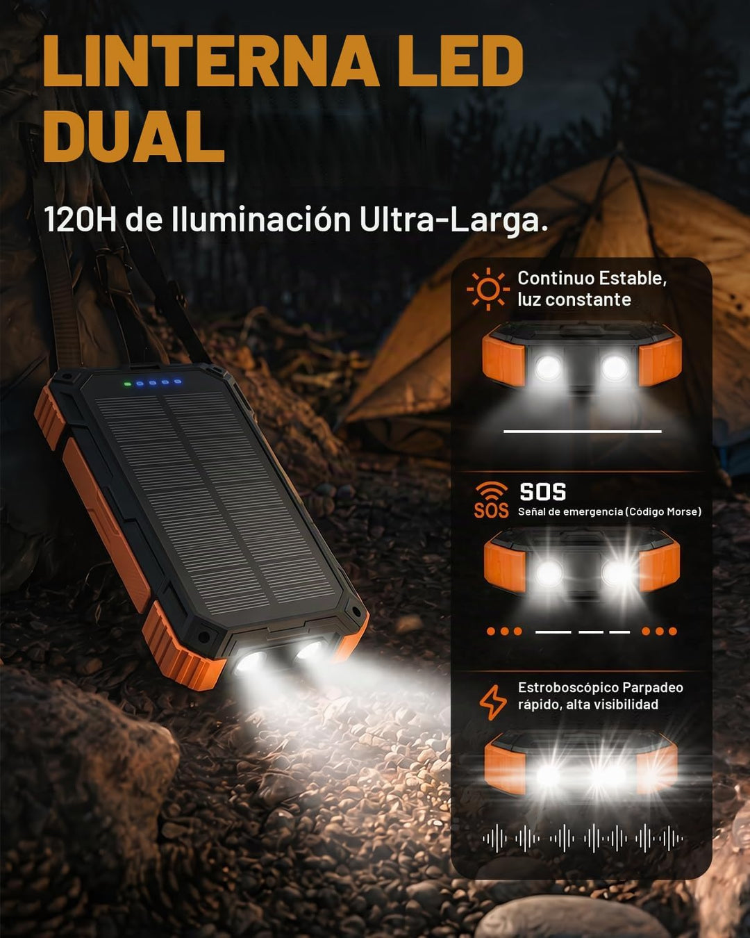 Cargador solar Banco de energía - 49800mAh QC3.0 Cargador portátil...