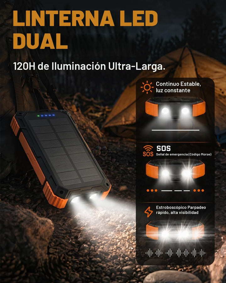 Cargador solar Banco de energía - 49800mAh QC3.0 Cargador portátil...