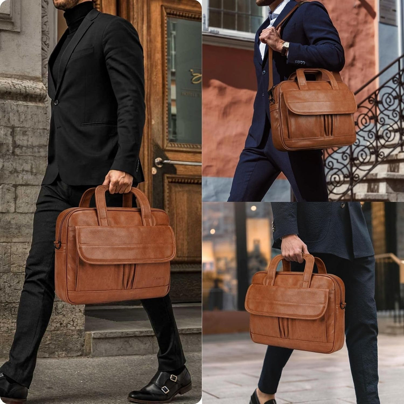 Taygeer Bolsa de cuero para laptop para hombre, maletín de negocios...