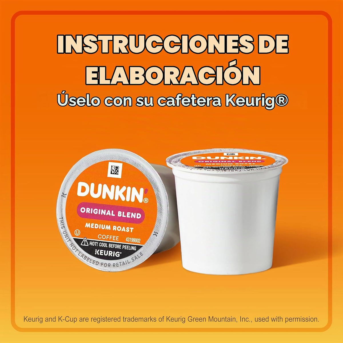 Dunkin’ Original Blend Medium Roast Coffee, Cápsulas Keurig K-Cup, 176 unidades