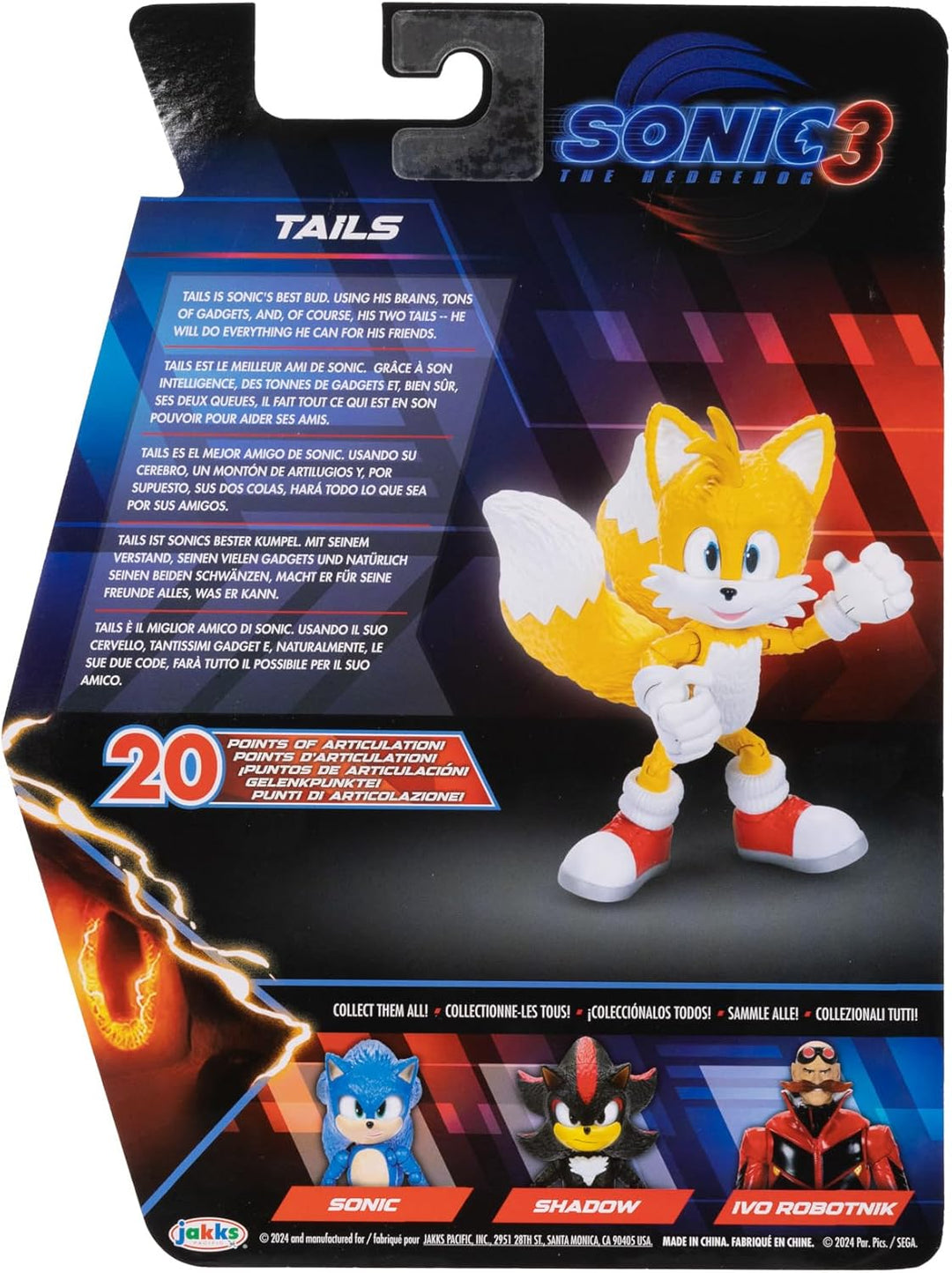 Figuras de Acción de la Película Sonic 3 de 5 Pulgadas Tails Figura...