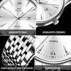 OLEVS Relojes para hombre de lujo de acero inoxidable 30M impermeable