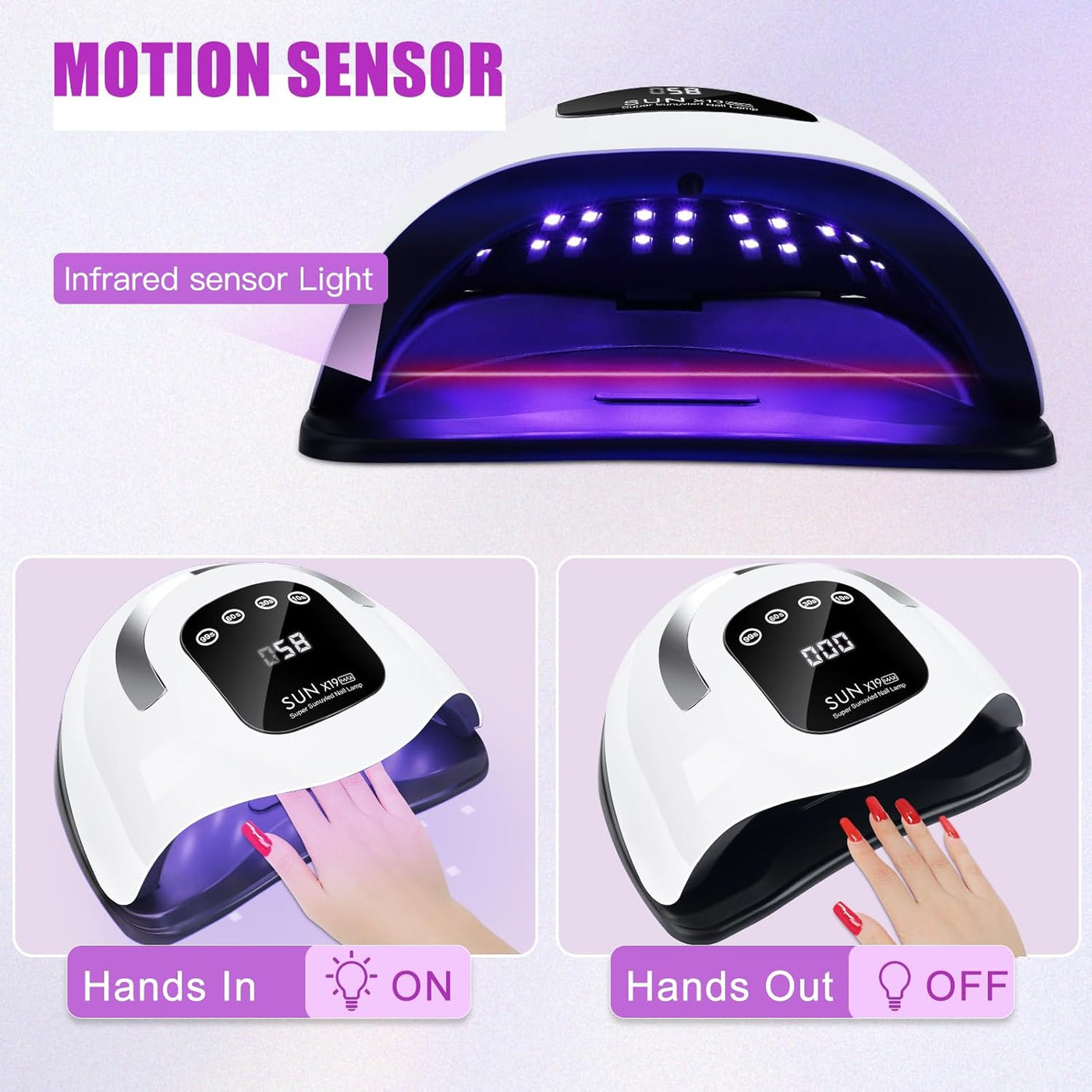 Wisdompark Lámpara de uñas LED UV de 320 W, secador de uñas para es...