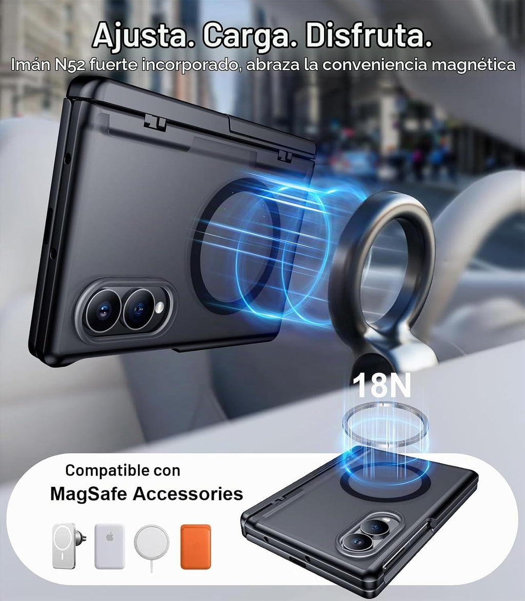 Temdan Funda para Samsung Galaxy Z Fold 8, compatible con MagSafe, protector de pantalla HD integrado y función atril, protección de bisagra, translúcida, mate, a prueba de golpes, para Z Fold de 8