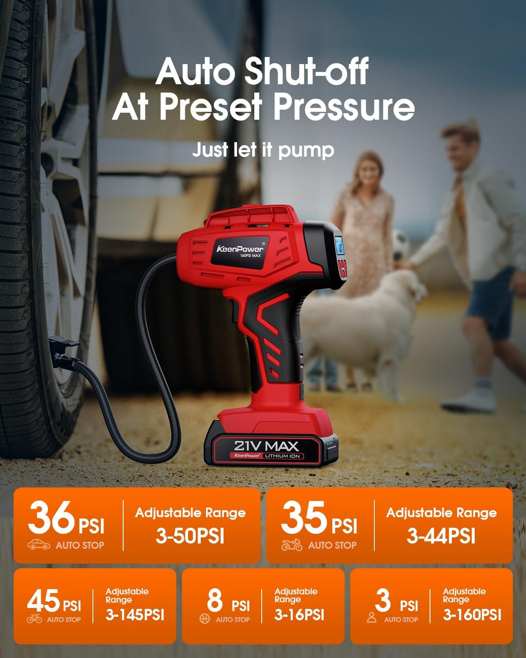 KeenPower Inflador de Neumáticos Digital Inalámbrico Compresor de A...