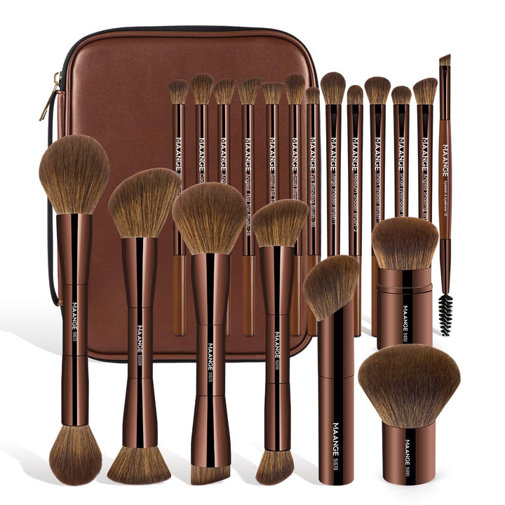 MAANGE Juego de 20 brochas de maquillaje con bolsa, cepillo Kabuki...