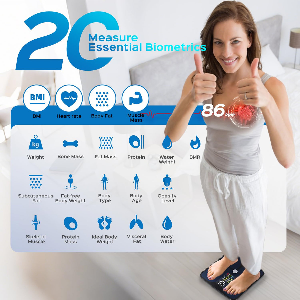 Lepulse Báscula para peso corporal, báscula digital inteligente para baño