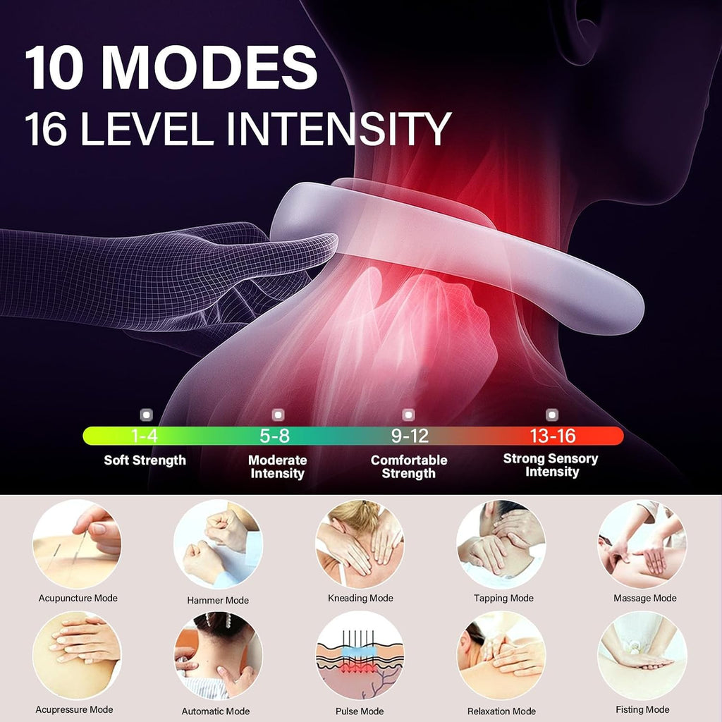 AiRunTech Masajeador de cuello con calor, masajeador Shiatsu eléctrico portátil con calor, ligero y contornos al cuello para todos los grupos, paquete de 4