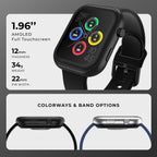 iTouch AIR 5 PRO - Reloj inteligente con GPS, AMOLED de 1.96 pulgadas, llamadas Bluetooth, más de 100 modos deportivos, frecuencia cardíaca, SpO2, seguimiento del sueño y el estrés, resistente al agua 3ATM, duración de la batería de 10 días, para iPhone y