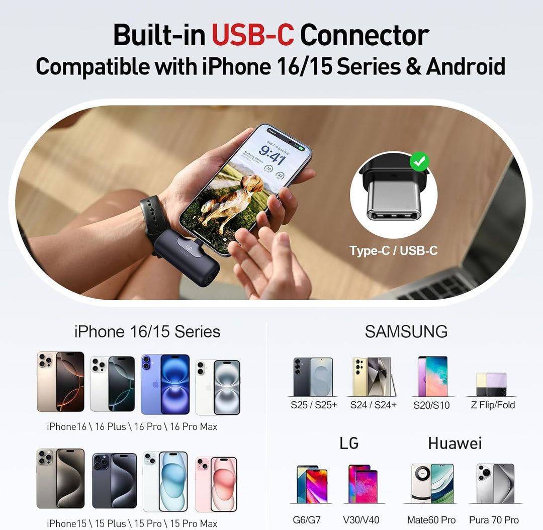 iWALK Cargador portátil de 5500 mAh Banco de energía pequeño de pró...