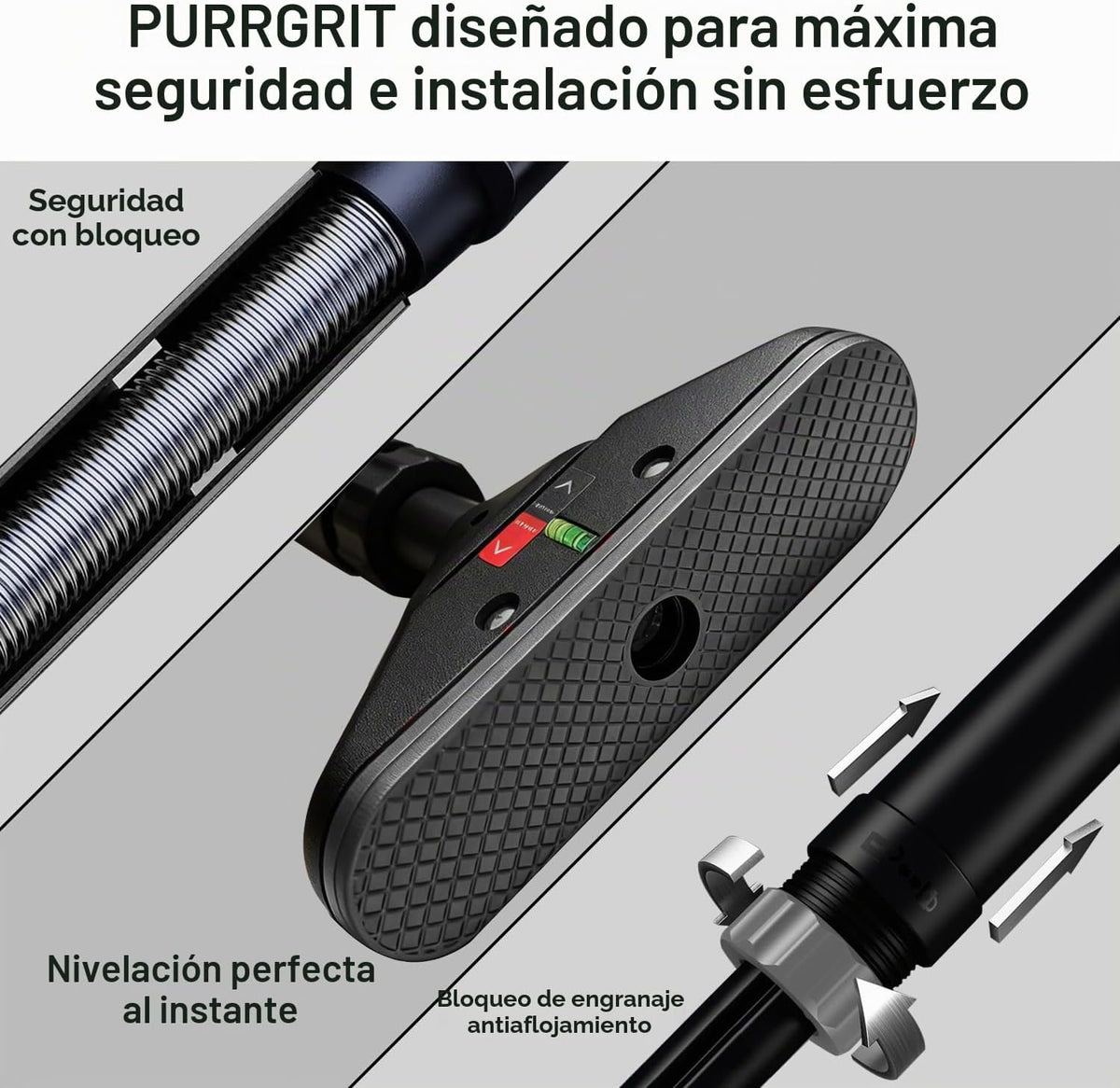 Barra de Tijera para Puerta Ajustable sin Tornillos de 440 lbs