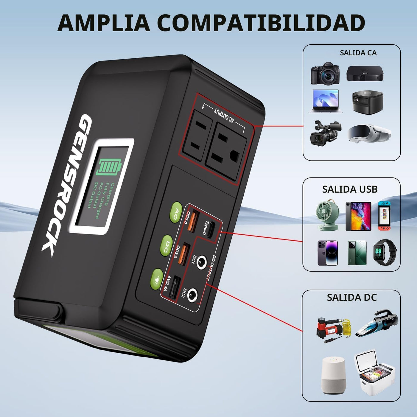 GENSROCK - Batería portátil de 24,000 mAh, cargador portátil para l...