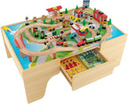 INFANS - Mesa de tren, juego de 84 piezas con cajón de almacenamiento