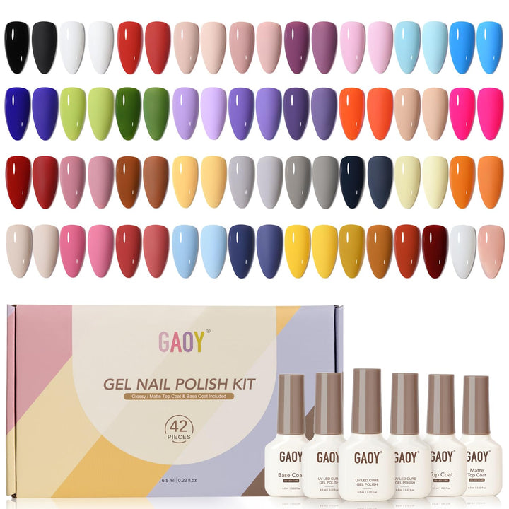 GAOY Kit de 42 Esmaltes de Uñas en Gel, Colores Rosa Blanco Rojo Ge...
