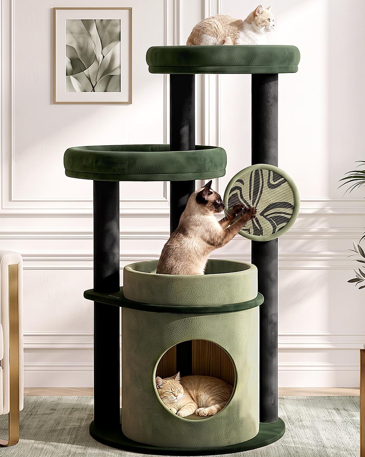 46 pulgadas de Torre de Árbol para Gatos Grandes en Interiores, Condo Cómodo para Gatos Adultos