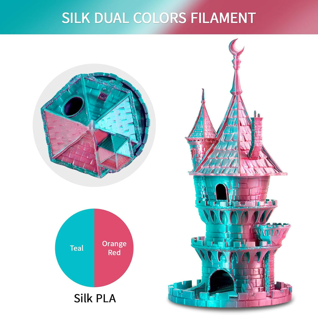 ERYONE Filamento de seda de color dual PLA para impresora 3D de 1.7...