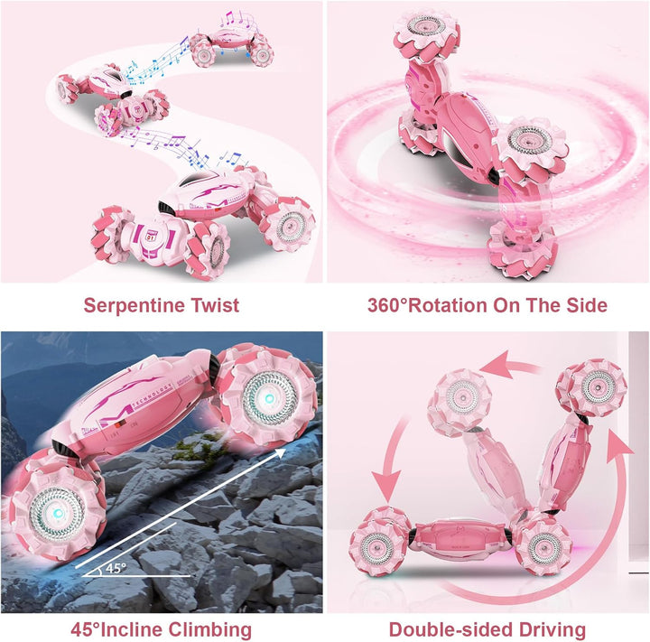 Fosgoit Coches RC Rosa para Niñas de 6 a 12 años, Coches de Acrobac...