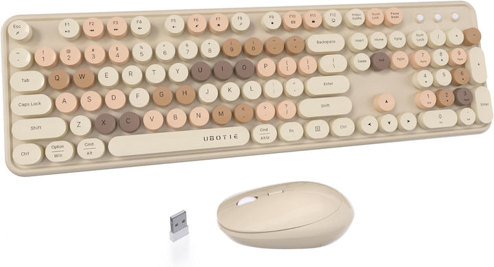 UBOTIE Teclado inalámbrico colorido para computadora y mouse óptico...
