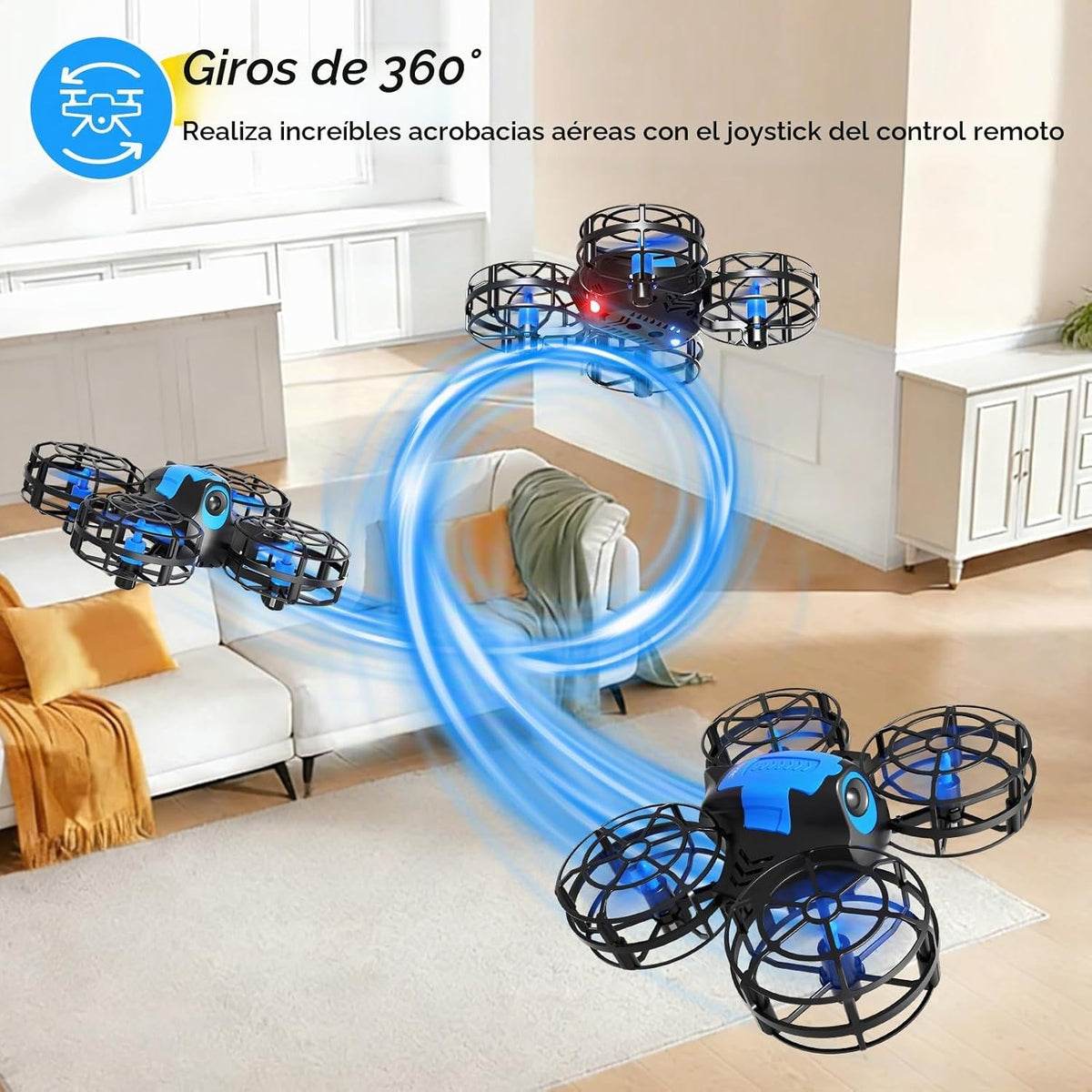 4DRC V18 Mini dron para niños principiantes, cuadricóptero RC con 2 modos de control, modo sin cabeza, retención de altitud, vuelo automático, 3 velocidades, giros 3D, luces LED, 2 baterías, juguete