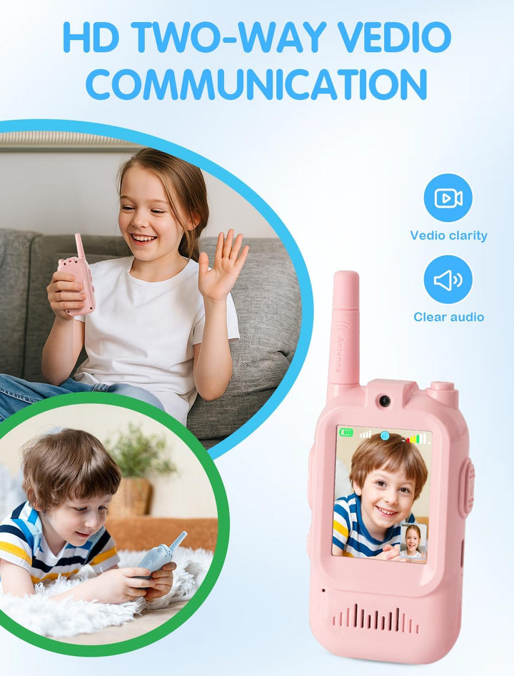 Walkie Talkie para niños con video: paquete de 2 juguetes recargabl...