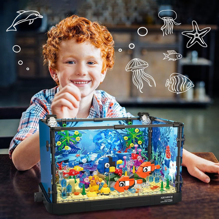 HOGOKIDS Juego de construcción de pecera con luz LED