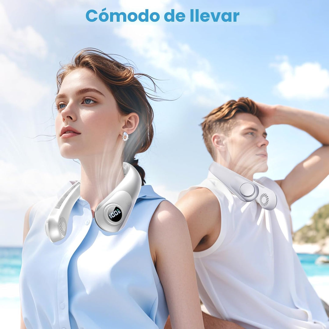 Ventilador de cuello portátil que sopla aire frío, pantalla LED, ve...