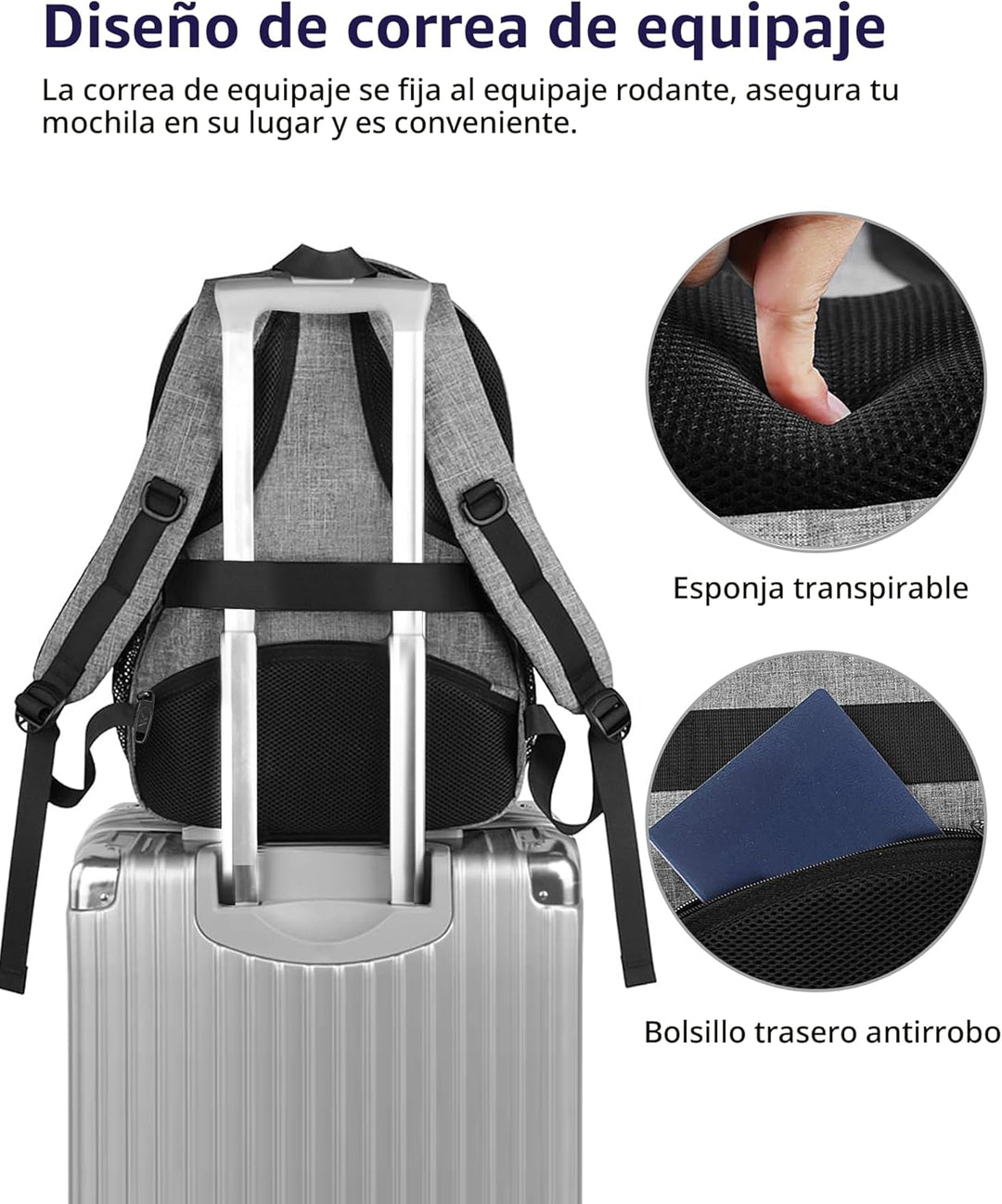 MATEIN Mochila de viaje para laptop, mochila de trabajo de 17 pulga...