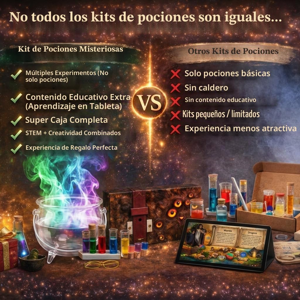 Lámpara Science4you Magic Potions - Kit de hacer pociones para niños, crea y mezcla tus propias pociones mágicas, juguete de caldero mágico para niños de 7, 8, 9, 10, 11, 12 años o más, juego de juguete mágico y manualidades, regalo original para niños y