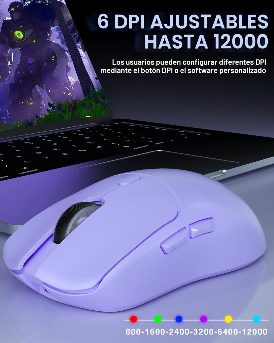 AULA SC580X - Ratón inalámbrico para juegos, triple modo 2.4G\/BT5....