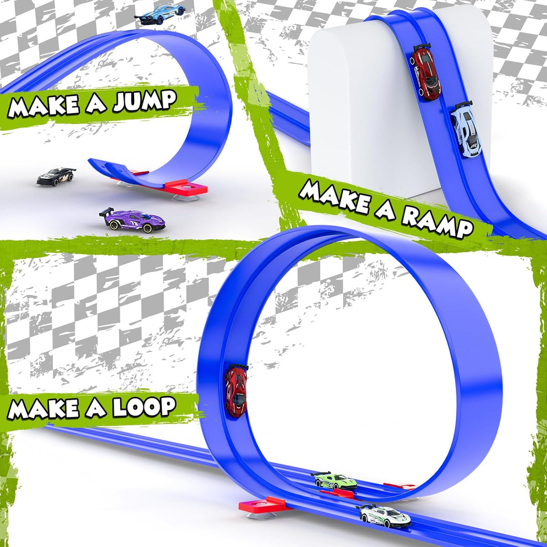 Wupuaait Pista de carreras flexible para niños juguete de