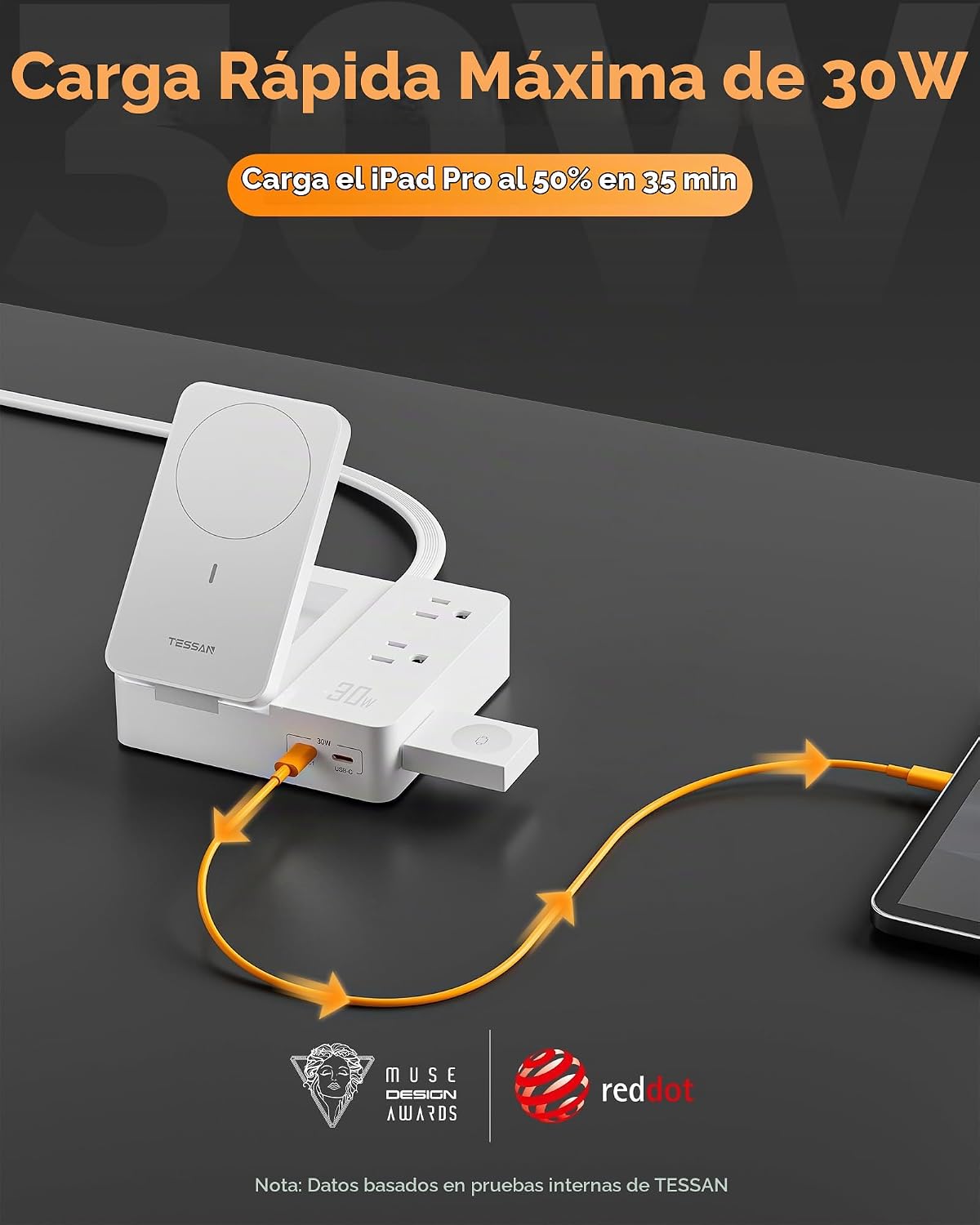 TESSAN Magic 30W estación de carga cargador de teléfono USB con carga