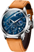 SAPPHERO Relojes cronógrafos para hombre, reloj analógico de acero inoxidable casual original para negocios, 50M, impermeable, luminoso, con esfera de fecha, regalo para hombre