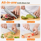 Juego de cuchillos de cocina de 15 piezas con bloque y afilador