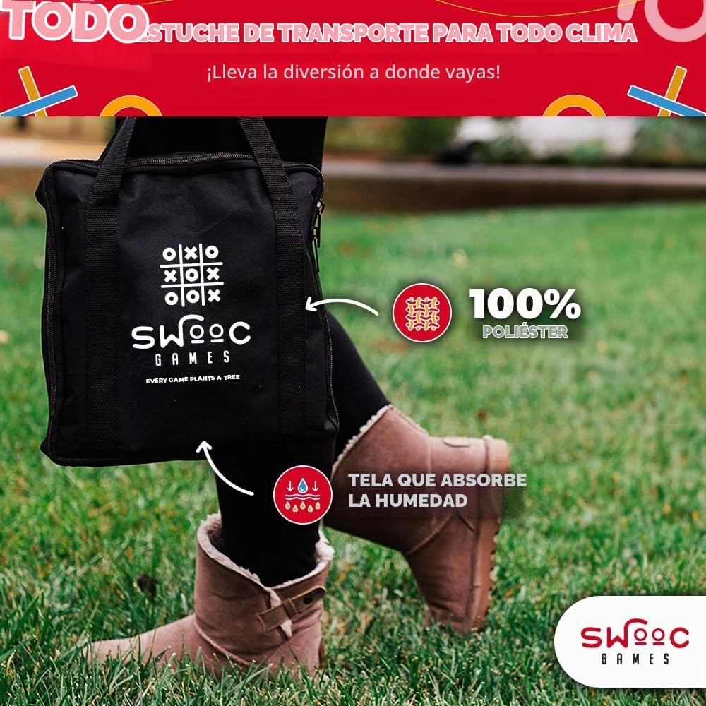 SWOOC Juegos – Juego de Tic Tac Toe gigante prémium para exteriores (todo tipo de clima) | 3 pies x 3 pies | Configuración instantánea, sin montaje | Juegos gigantes al aire libre para adultos y