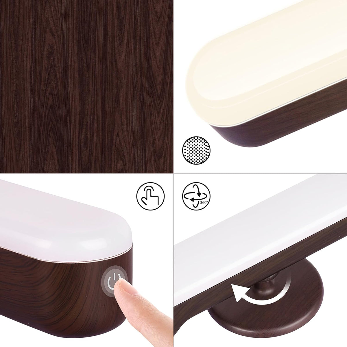 cambk Juego de 2 luces inalámbricas de tocador y maquillaje para espejo, barra de luz LED recargable que se adhiere para espejo de baño con 3 CCT regulables, luz inalámbrica de larga duración de