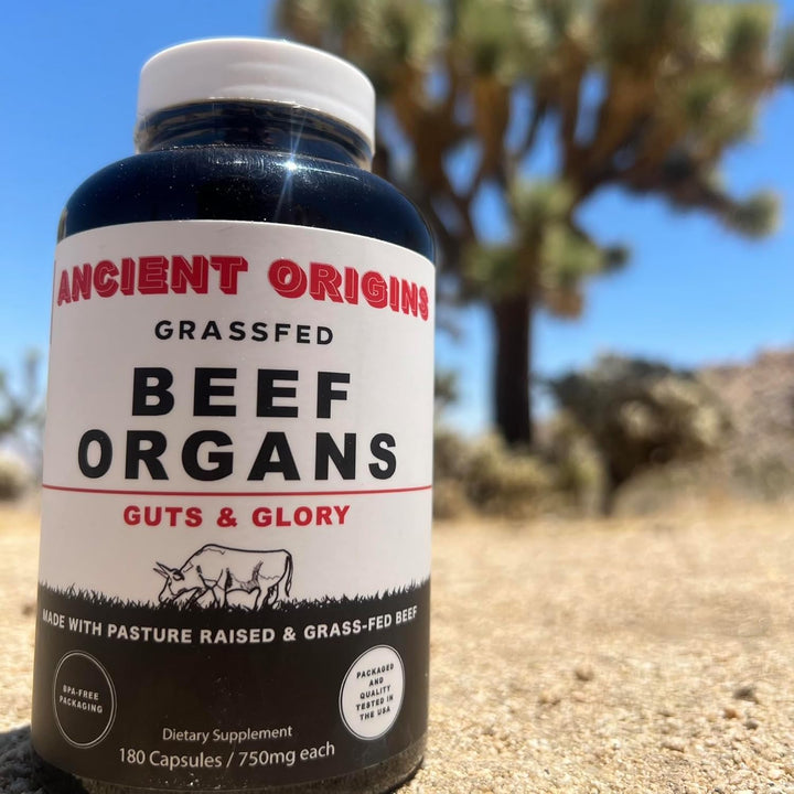 Ancient Origins Suplemento de órganos de carne de res alimentados c...