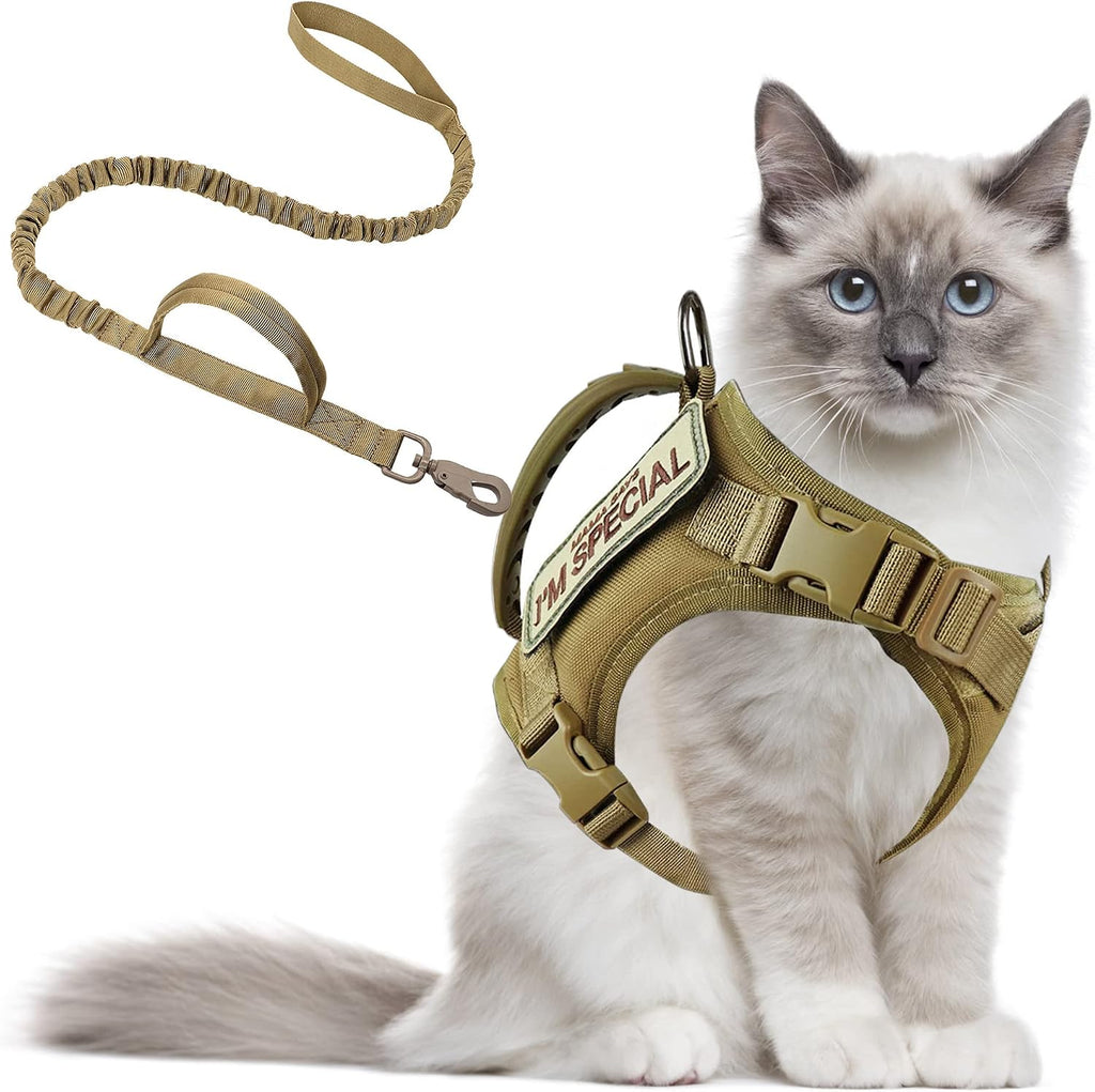 AIWAI Arnés para gatos y correa para caminar, a prueba de escapes, chaleco suave y ajustable para gatos, fácil de controlar, malla suave transpirable con asa de control para gatos grandes, perros pequeños, regalo con parche