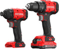 CRAFTSMAN V20 Cordless Drill Set y Impact Driver, Includes 2Ah Battery y Charger, Power Tool Set con 1700 RPM 1/2 en. Power Drill, 1800 Torque 1/4 en. Impact Screwdriver, LED (CMCK201D1)
