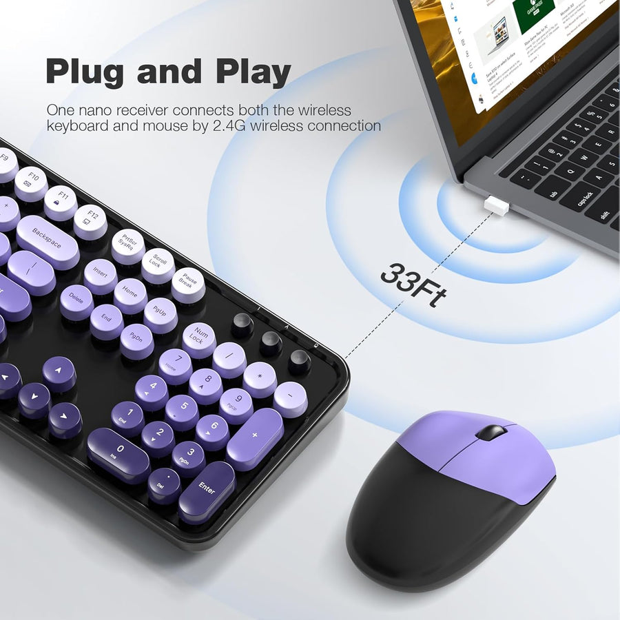 MOFII Combo de teclado y mouse inalámbricos 2.4 Ghz, tamaño complet...