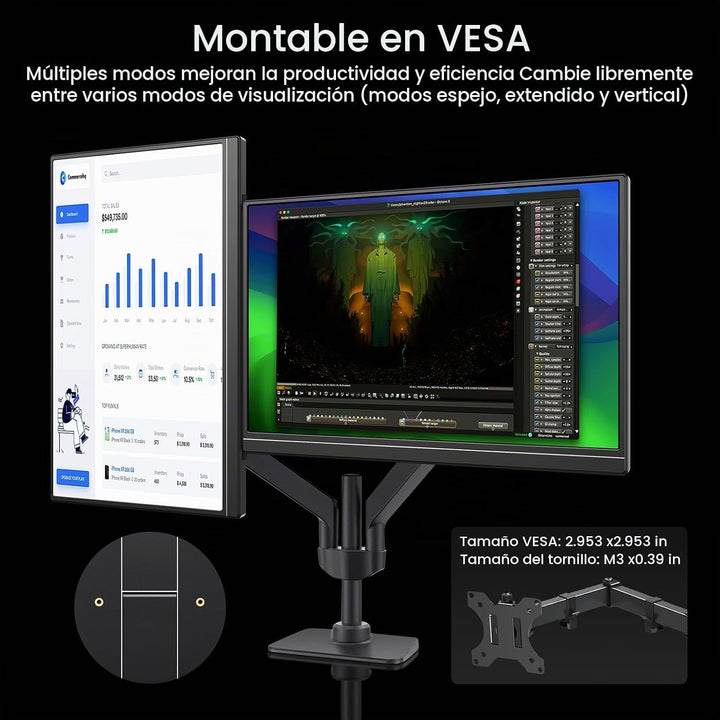 VILVA Monitor para juegos QHD 165Hz USB-C HDMI de 17.3" | 17.3&...