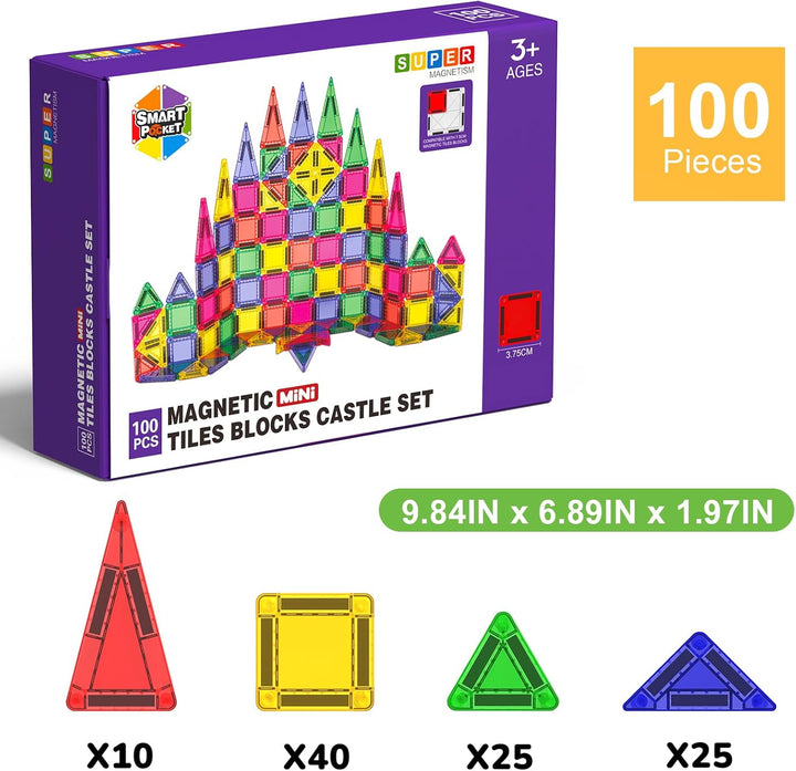 Azulejos magnéticos de construcción para niños, 100 azulejos magnét...