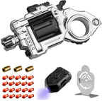 Juguetes sensoriales de metal para adultos con pistola: anillo para la ansiedad para hombres, alivio del estrés, alivio del estrés, alivio del estrés, para concentración de dedos, oficina, estudio, viajes (plata brillante)
