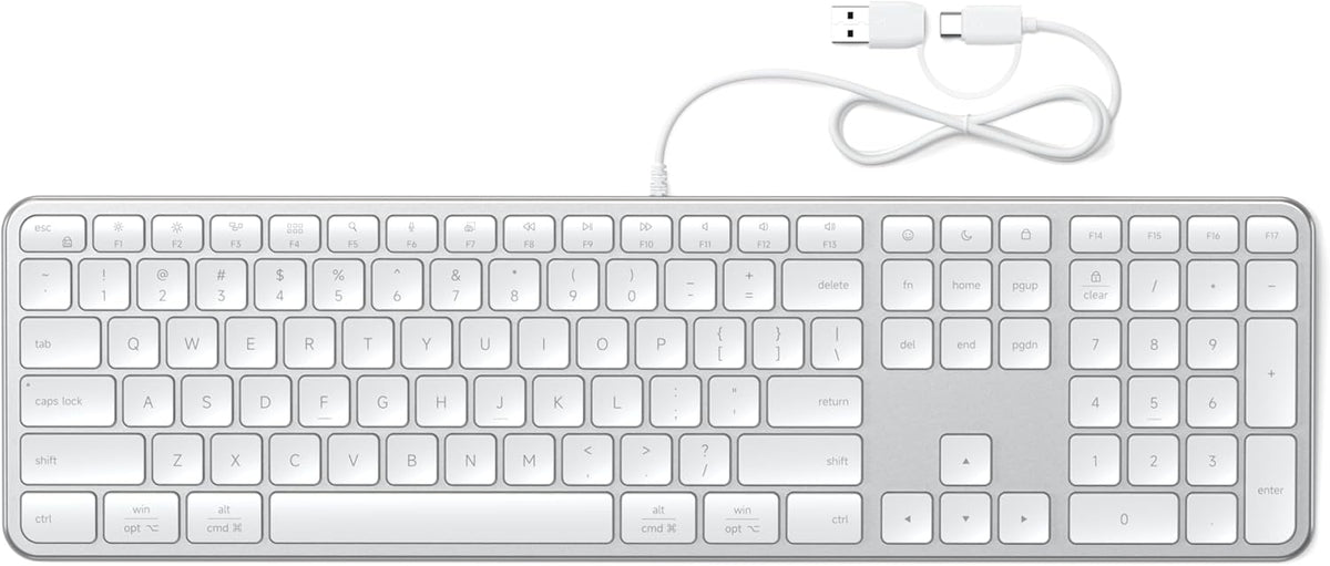 Satechi Teclado delgado LX3 con cable, diseño de tamaño completo co...