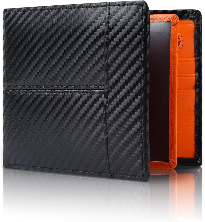 Swallowmall Cartera de cuero para hombre, billetera plegable de cue...